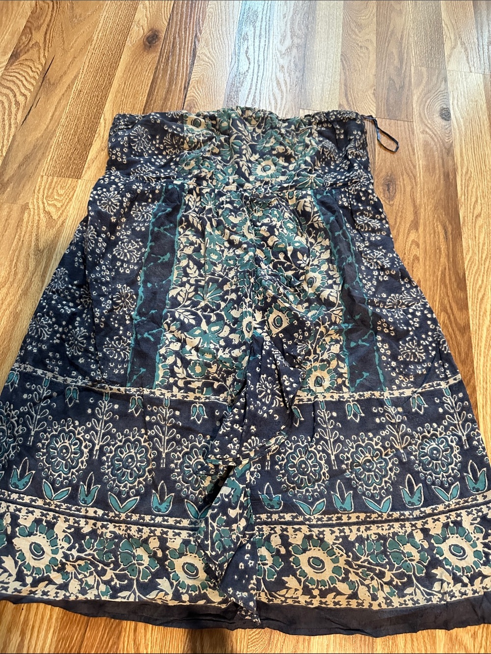 Bohemian Floral Print strapless Dress — Navy & Teal